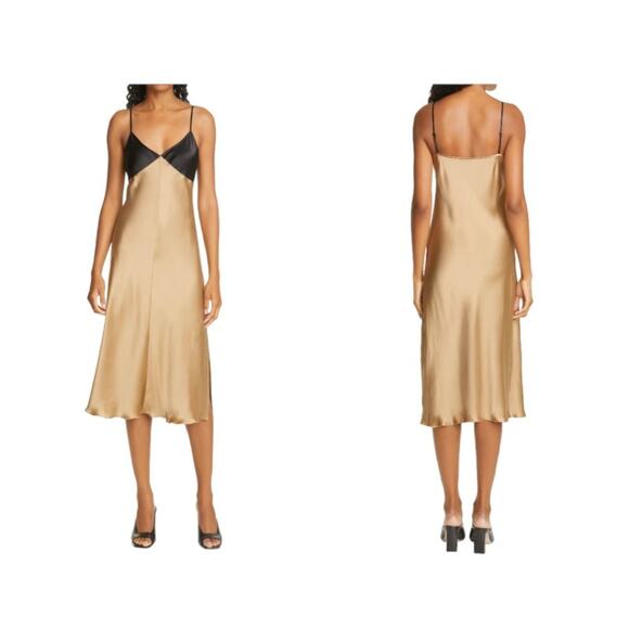 ATM Anthony Thomas Melillo Contrast Silk Satin Slipdress Medium $425 MSRP - Picture 1 of 8